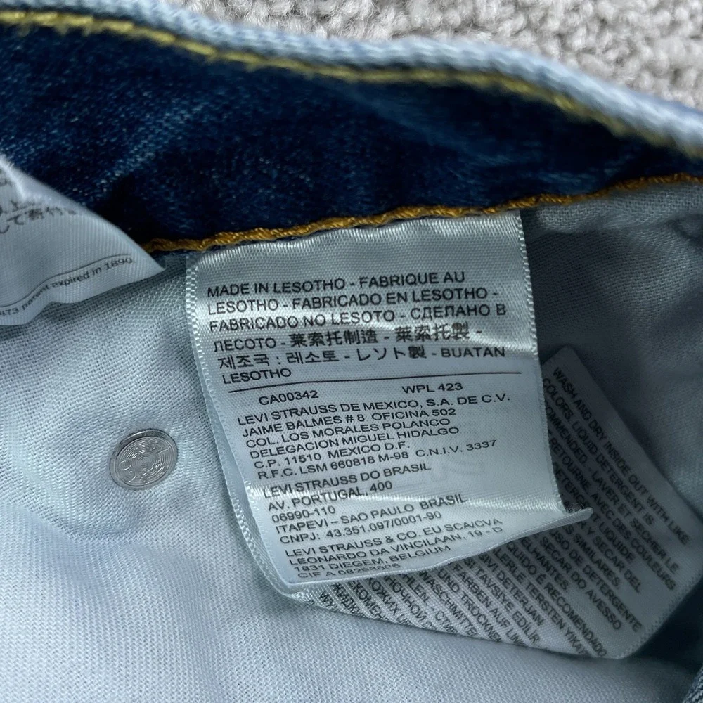 Levis Jeans Mens 38x34 Blue 505 Regular Fit Straight Leg Cotton Denim Pants
